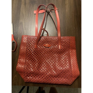 Art-Mosaique Woven Leather Red Tote Shoulder Bag Purse Handbag